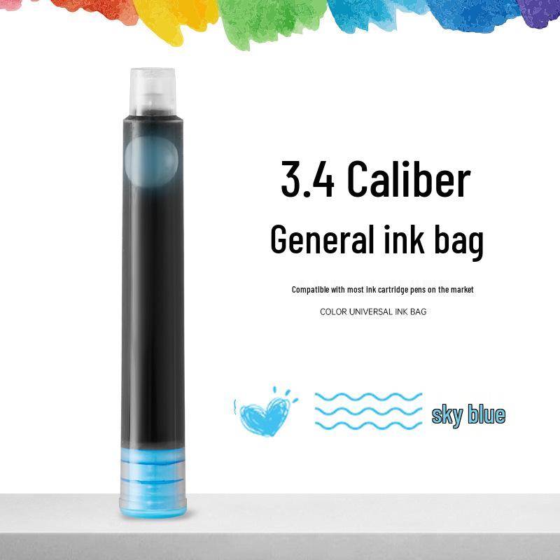 12 Color Universal Fountain Pen Ink Cartridges, Non-Carbon, 3.4 Caliber, Replaceable for Students