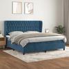 Maison Exclusive - Dark Blue Bed Slat Base and Mattress 200x200cm Velvet
