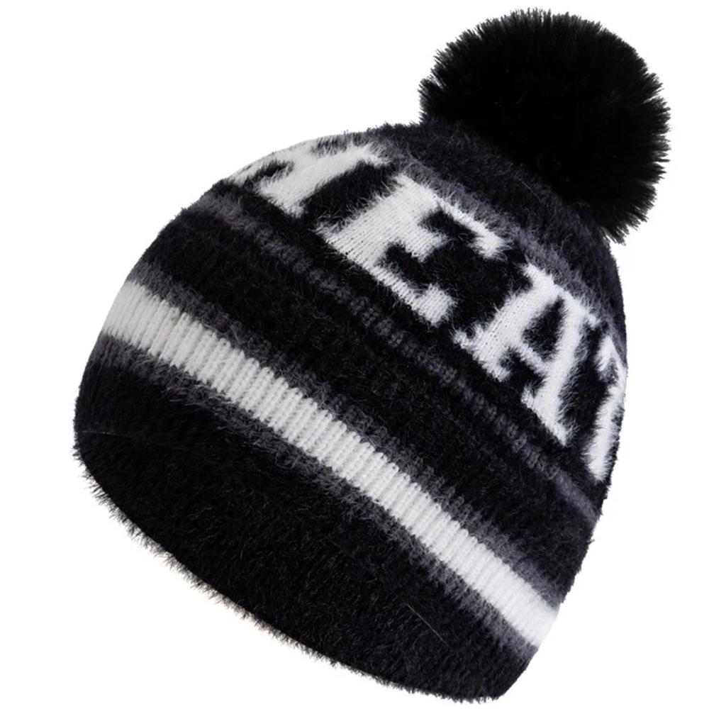 Neuer Stil Mode HEAT Buchstaben Mütze Kappen Bommel Warme Wintermütze Y2K Mütze für Frau Mädchen