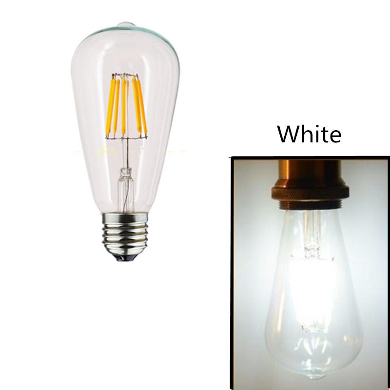 6PCS LED ST64 E27 2W 4W 6W 8W 10W 12W 4000K White Warm Intage Edison Filament Bulb Dimmable E27 B22 110V 220V Energy Light Lamp