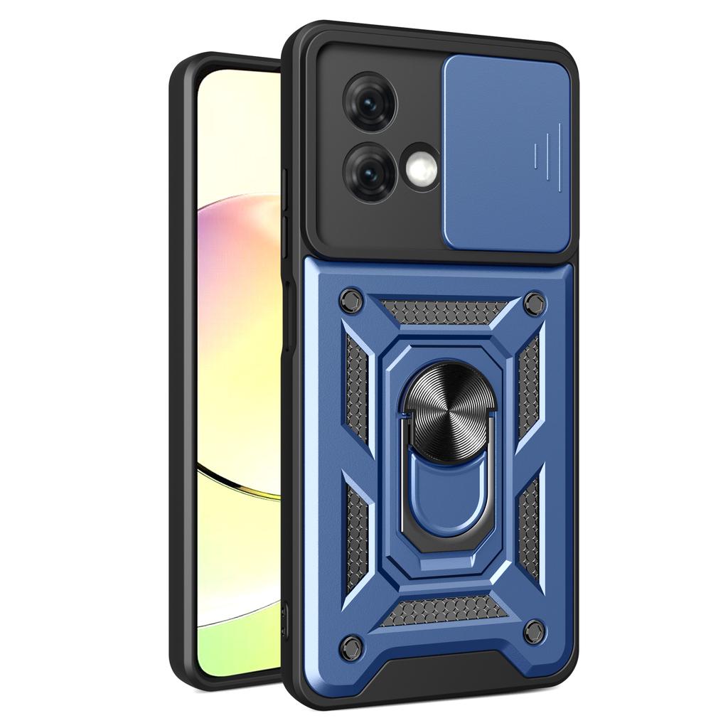For Motorola Moto G84 5G Case Slide Lens Lid PC+TPU Kickstand Cell Phone Cover