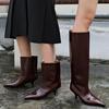 2025 Autumn and Winter New Fashion Versatile Niche French Retro Pointed Thin Heel Sleeve Cat and Short Boots Women's Hundred
