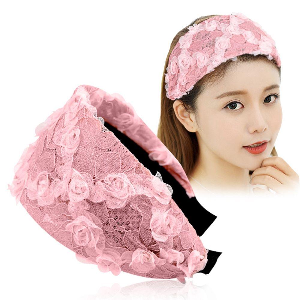 Mesh Wide Hair Hoop Spring Non-slip Lace Headband Women Hair Hoop Flower Headband Korean Hairbands