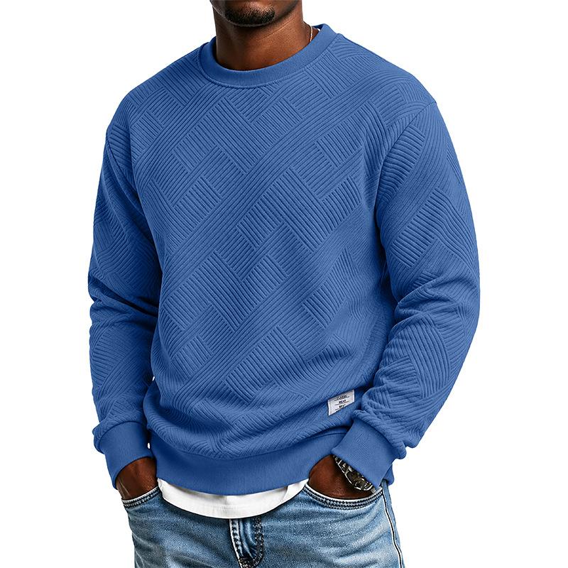 Men's Crew Neck Sweatshirt Long Sleeve Loose Fit Solid Color Autumn Winter Casual Thick Pullover Hoodie