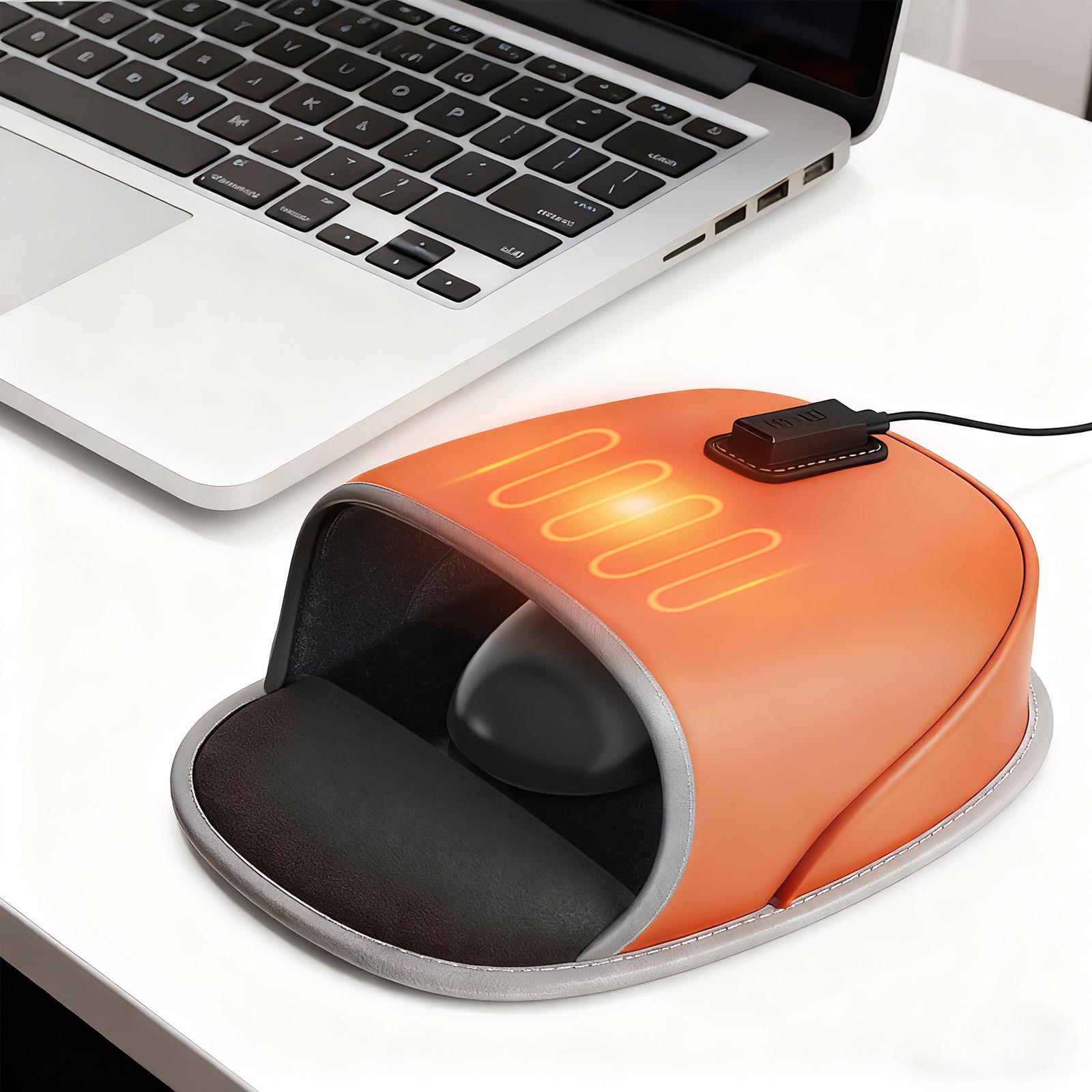 Eary USB Heated Mouse Pad Hand Warmer 3 Temperature/Timer Settings Dual-Sided Heating Gifts for PC Users Office Work Home Gaming оранжевый
