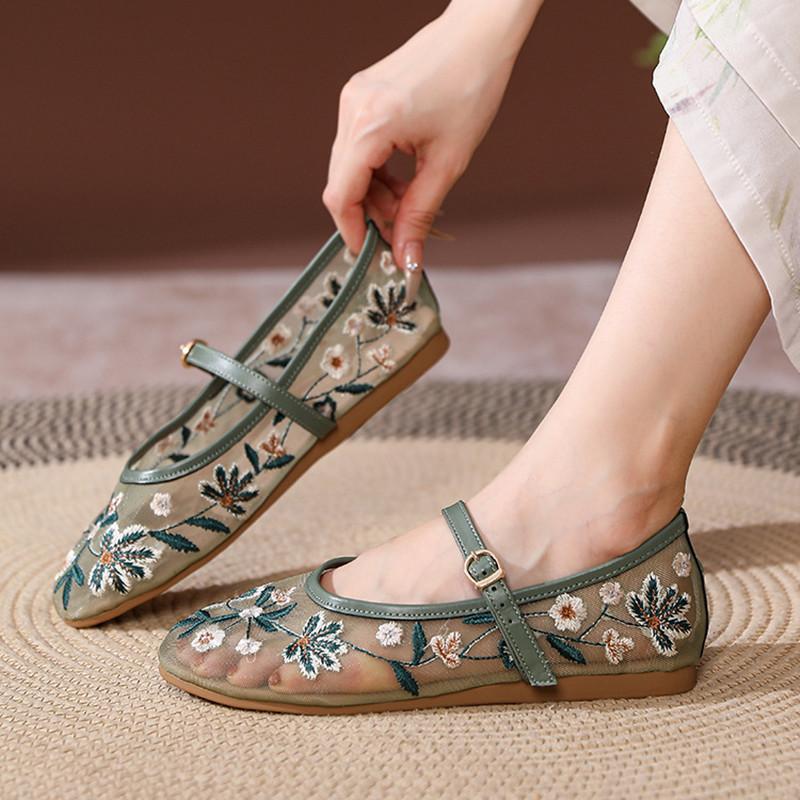 

Мода Мода Цветы Вышивка Сетка Женские Балетки Весна Лето Танцевальные Балетки Лоферы Повседневная Ходьба Ленивые Эспадрильи Обувь 35 зелёный