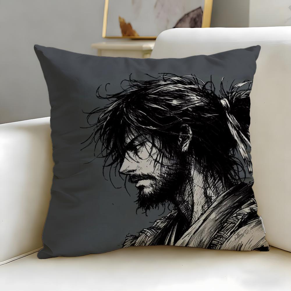classic manga Vagabond Cushion Cover Soft  EasyWash Pillow Case  Versatile for Couch Bed Travel and Office