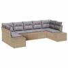 7 Piece Garden Sofa Set In Beige and Light Grey Poly Rattan