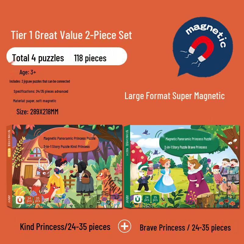 Kids  Princess Magnetic Puzzle 2-Piece Set