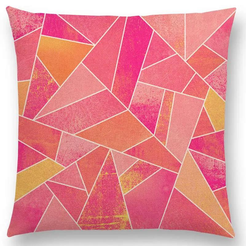 Neu Weiß Lila Schwarz Blau Rosa Bunt Abstrakt Geometrisch Dreiecke Goldene Linien Regenbogensteine Kissenbezug Dekokissenbezug