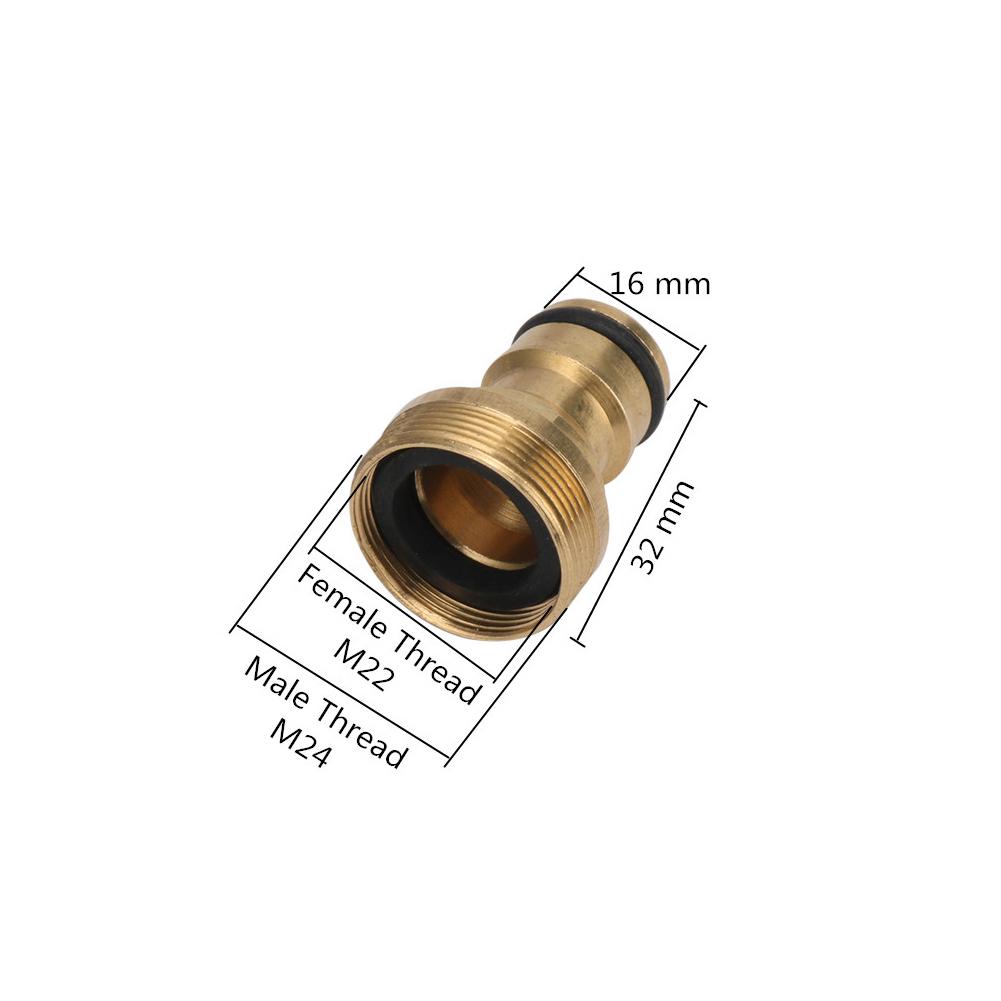M22 To M24 Threaded Brass Quick Coupling Garden Watering Adapter Drip Irrigation Copper Hose Quick Coupling Fitting 1pcs