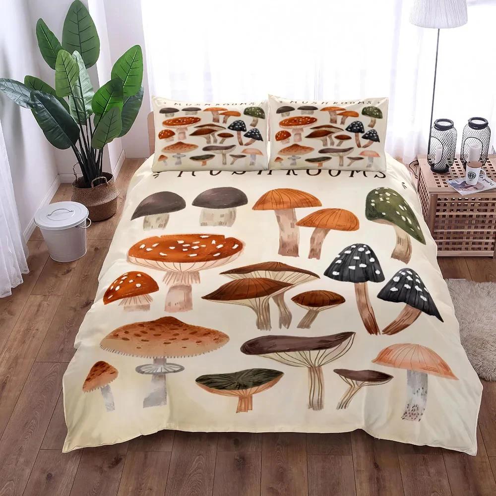 Elegantní Umělecká Ilustrace Houby Sada Povlaku na Přikrývku King Queen Double Twin Single Sada Lůžkovin