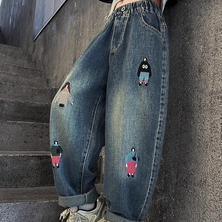 Girls' Pants Casual Jeans Spring and Autumn Wide Leg Pants Children's Loose Pants