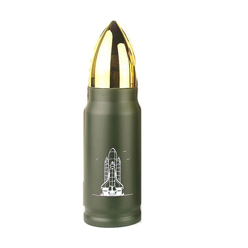 

Bullet Head Stainless Steel Vacuum Insulated Cup Office Water Bottle Portable 500ml зелений