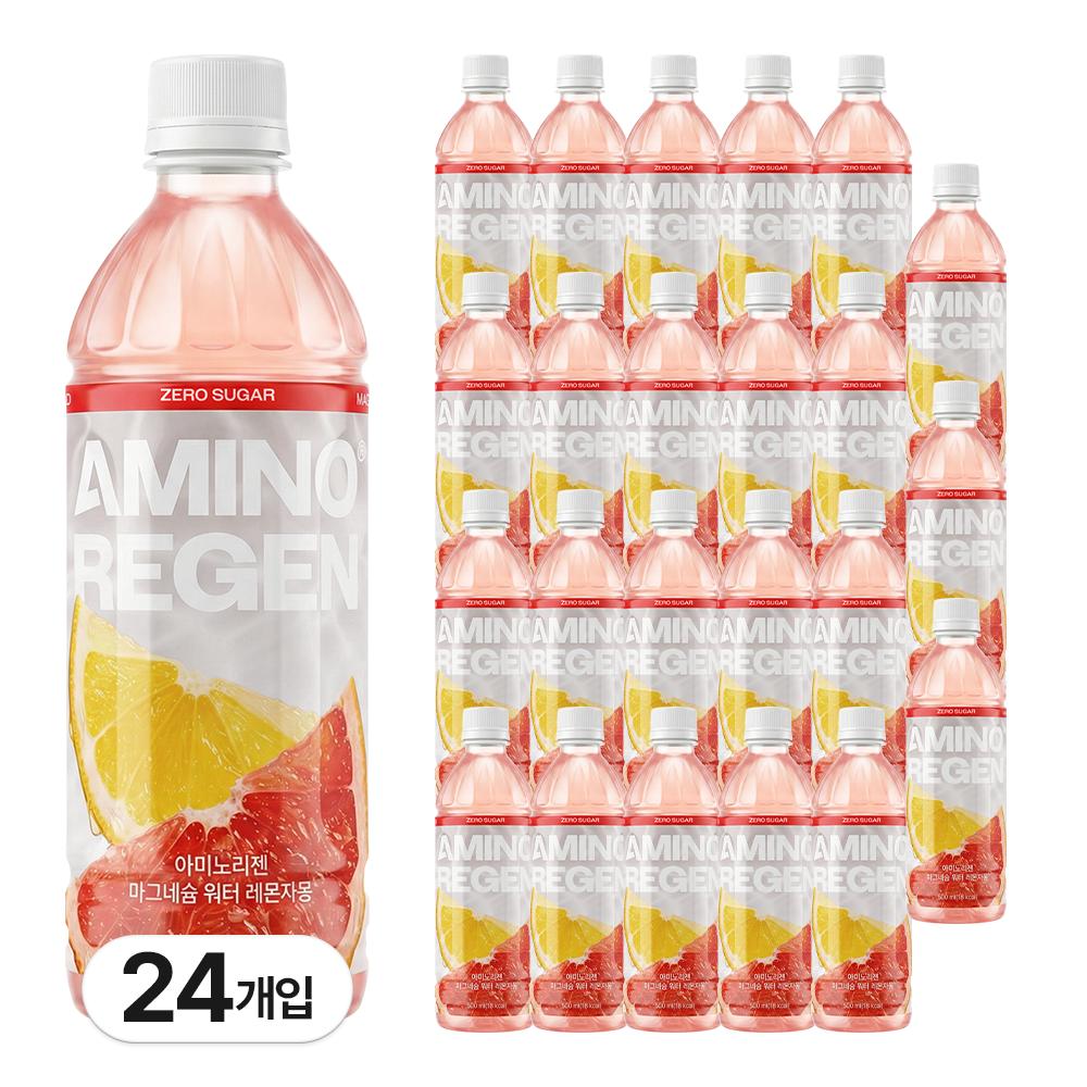 AminoRegen Magnesium Water Zero Sugar Amino Acid Lemon Grapefruit Flavored Ion Drink 24 pcs 500ml