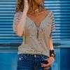 Women's T-shirt Casual Zippers Short Sleeve V Neck Loose T-shirt