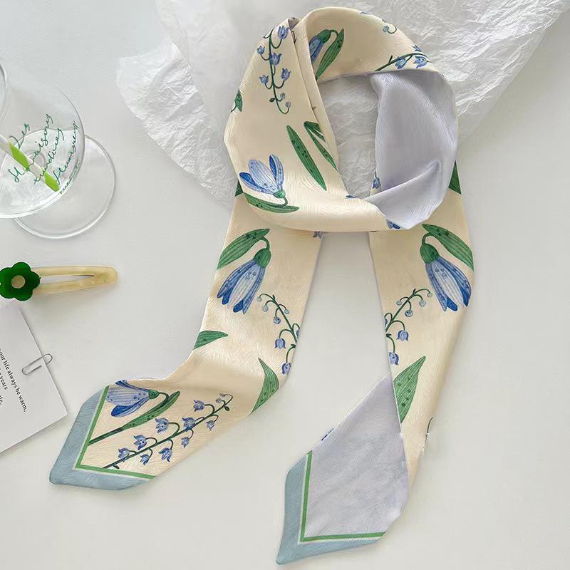 Korean Style Silk Scarf and Hairband Set - Versatile Women's Accessory for Summer