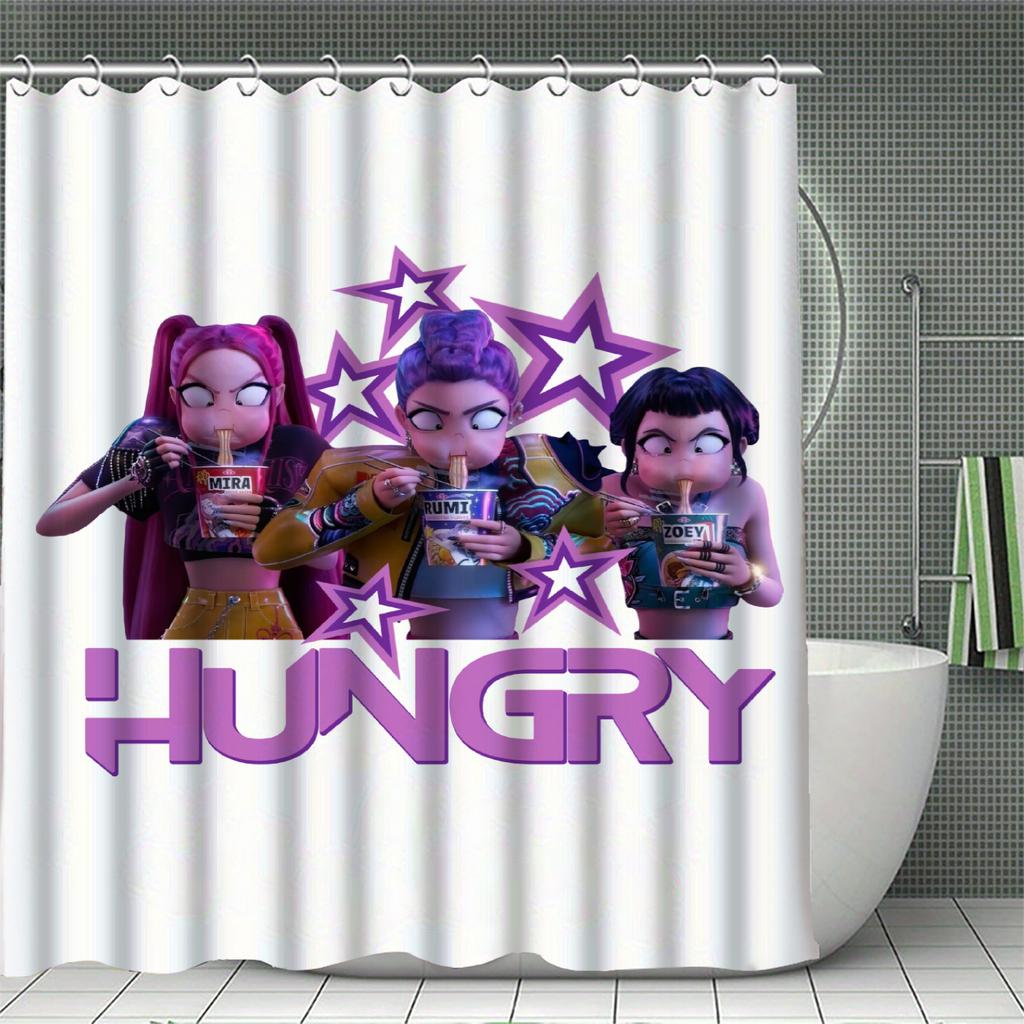 K-POP D-Demon H-Hunters Sprchové závěsy Omyvatelná tkanina Polyester Pro vanu Umění Koupelnová dekorace S háčky Vodotěsný závěs