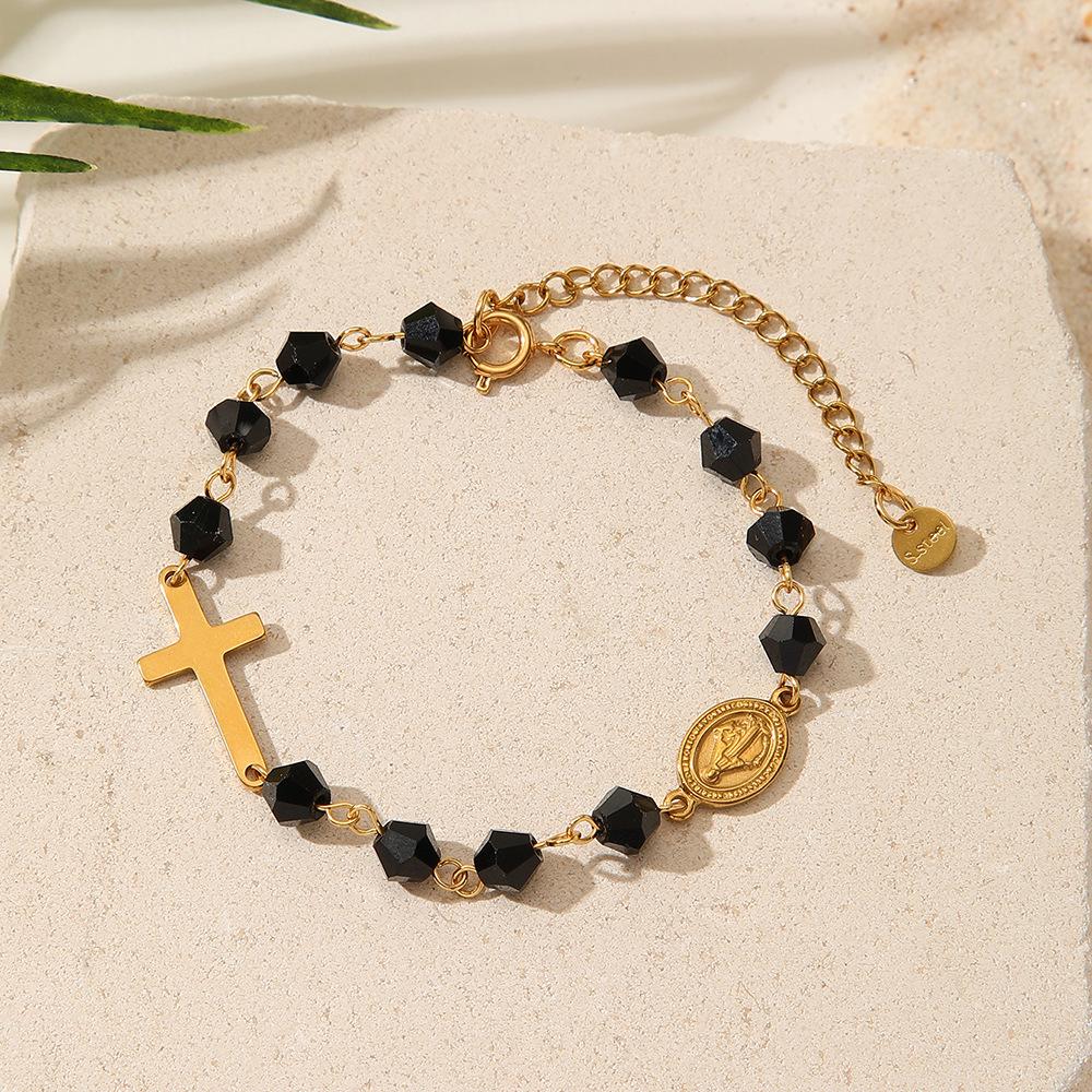 Trendy Cross Pendant Beaded Couple Bracelet