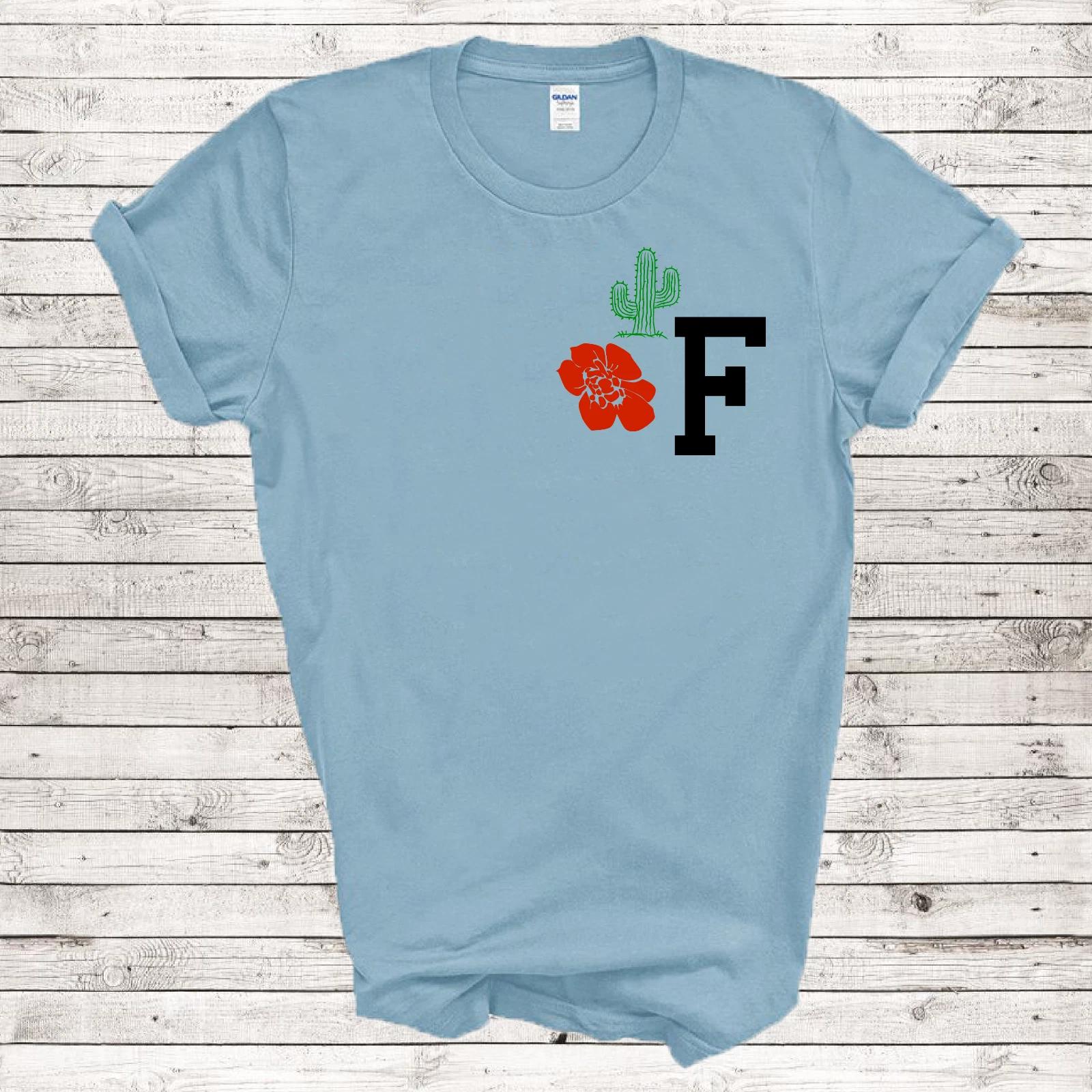 

Monogram F Names Flower Cactus Fashion 21st Century Woman Retro Gift T-Shirt XL