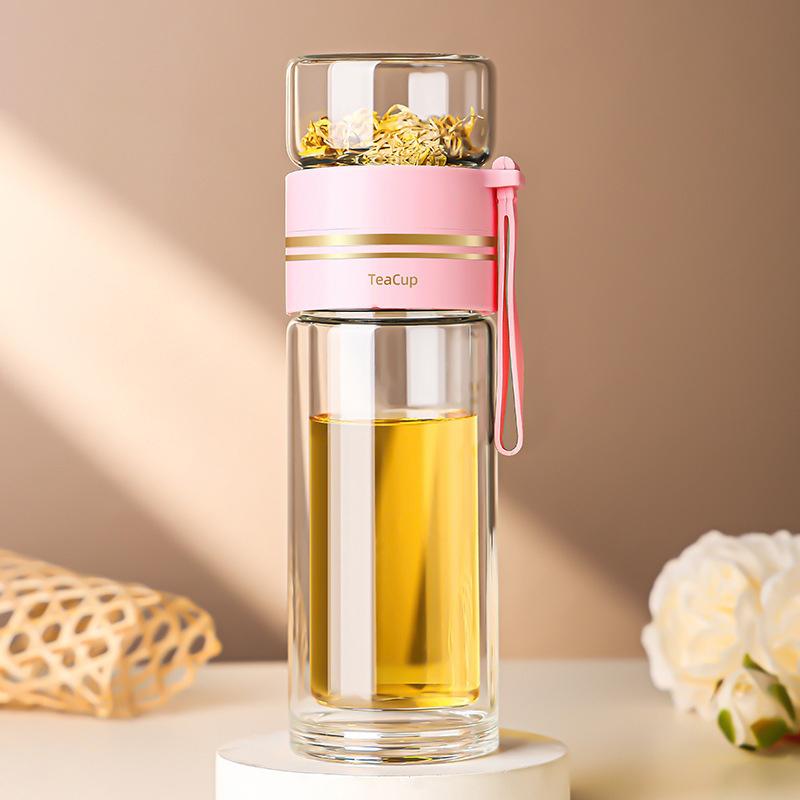Tea Bottle High Borosilicate Glass With Strainer Glass Tumbler Tea Separation Glass Double-Layer Heat Insulation Business Gift