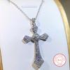 925 Silver Luxury Big Cross Pendants Zircon Wedding Pendant With Necklace For Women And Men Party Jewelry