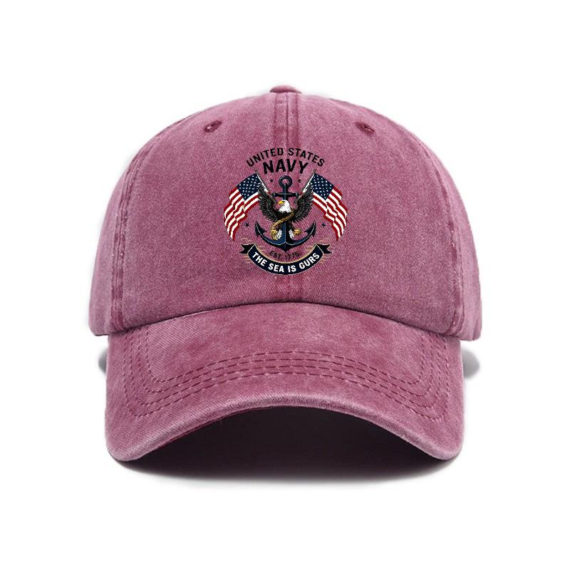 Versatile retro American printed washed old soft top sunshade baseball cap Unisex baseball cap