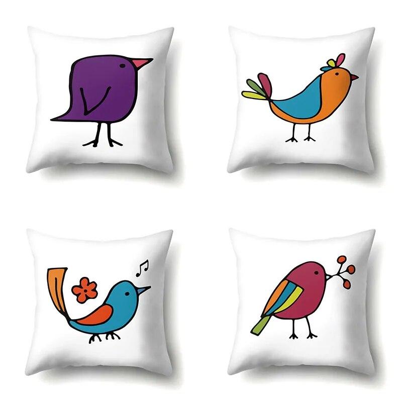 

Наволочка с птицей, автомобильная подушка для поясницы, диван, мультяшный узор 40x40cm