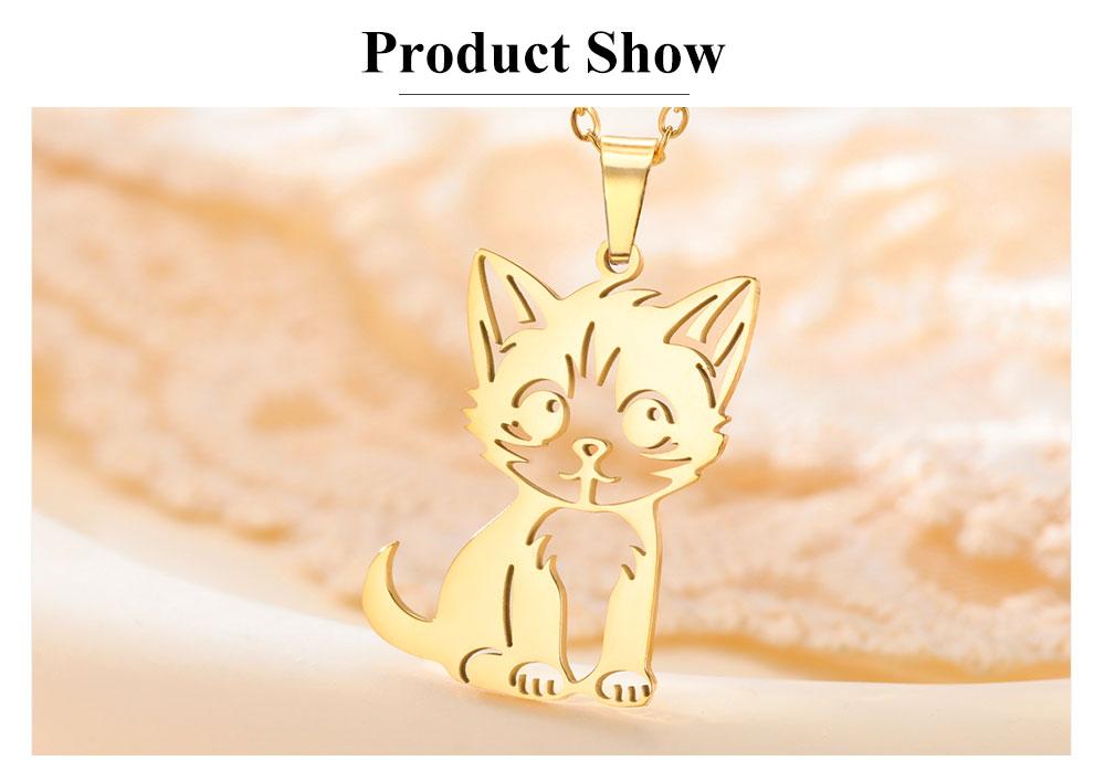 Cazador Cute Little Wild Cat Kitten Pendant Necklace for Women Stainless Steel Jewelry Necklaces Birthday Valentine Gift 2026