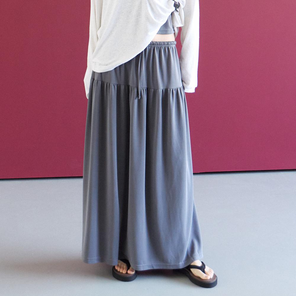 Nowood Soft Modal Tiered Skirt (Dark Gray)
