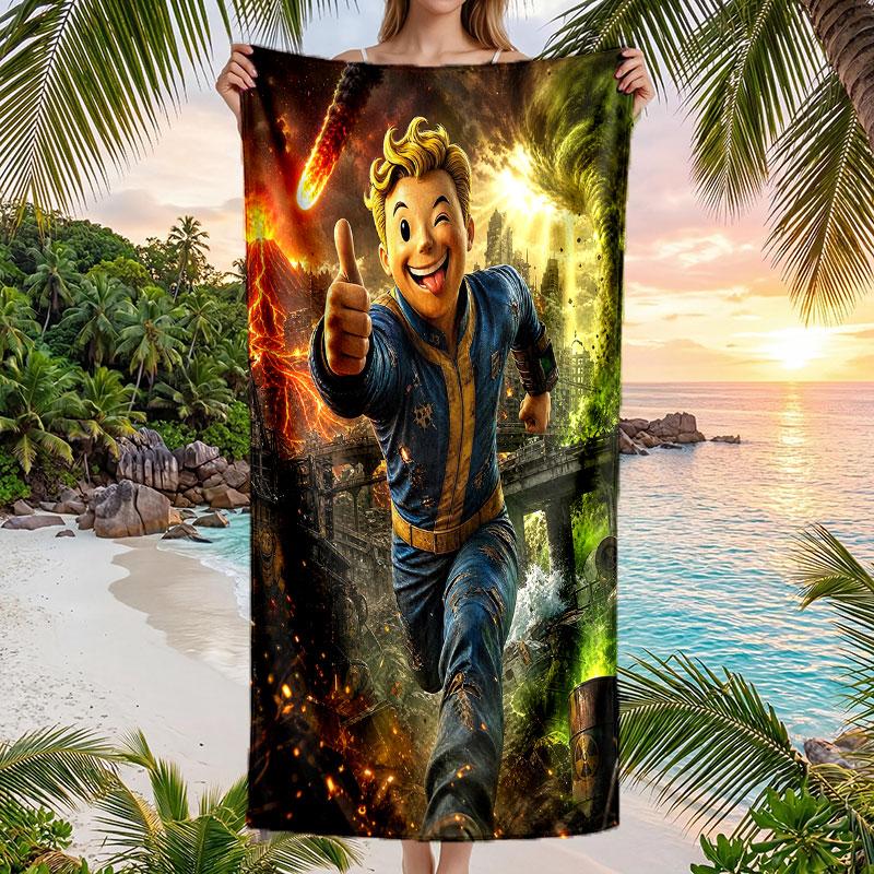 Large Beach Towel Quick Dry Absorbent Towel For Beach IndoorFallout Vault Boy