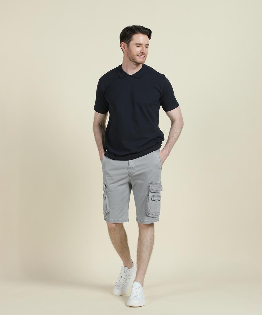 Panicalle Navy Johnny Collar Polo Shirt