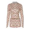 Ladies Spring New Fashion Hooded Cardigan Top Leopard Print High Waisted Skinny Shorts Set