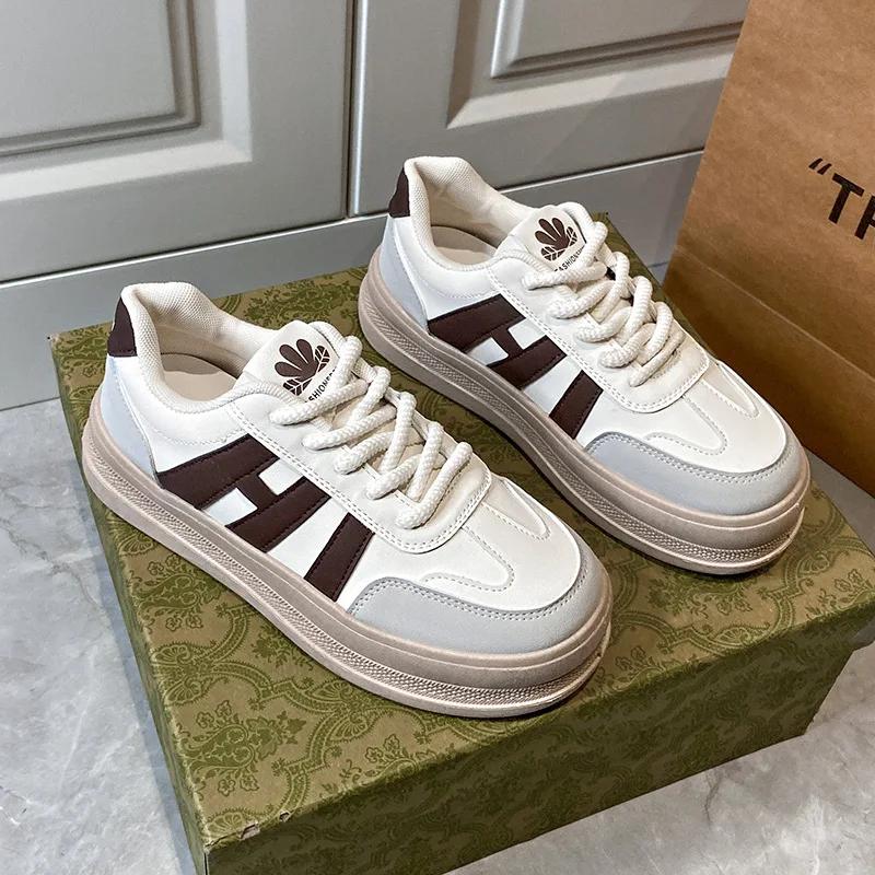 Fashion Causal New Designer Platform Sneakers Women Retro Spring Autumn Sports Board Shoes Female PU Leather Luxury Shoe Ladies