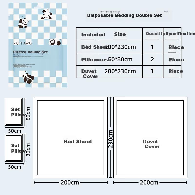 Right Away Disposable Bedding Set for Two People, Thickened Bed Sheet, Duvet Cover, Bedding Set for Travel And Hotel Use, Hygienic Barrier