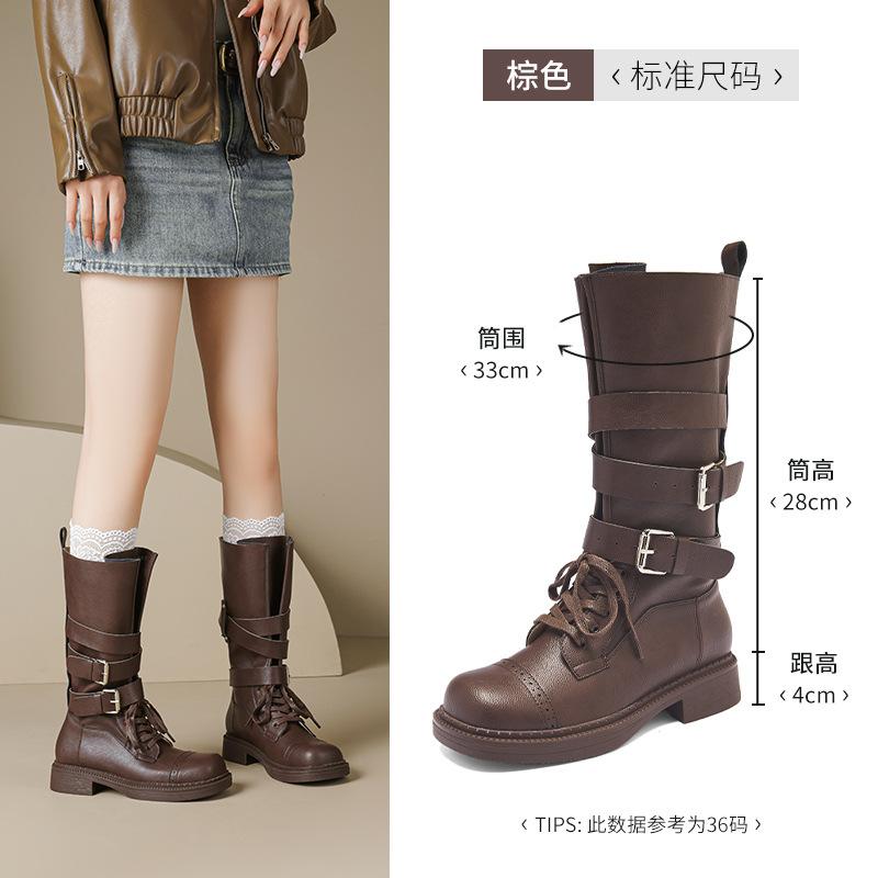 Augustine Boots Women's 2025 Autumn New Maillard High Boots Casual Retro Western Knight Boots