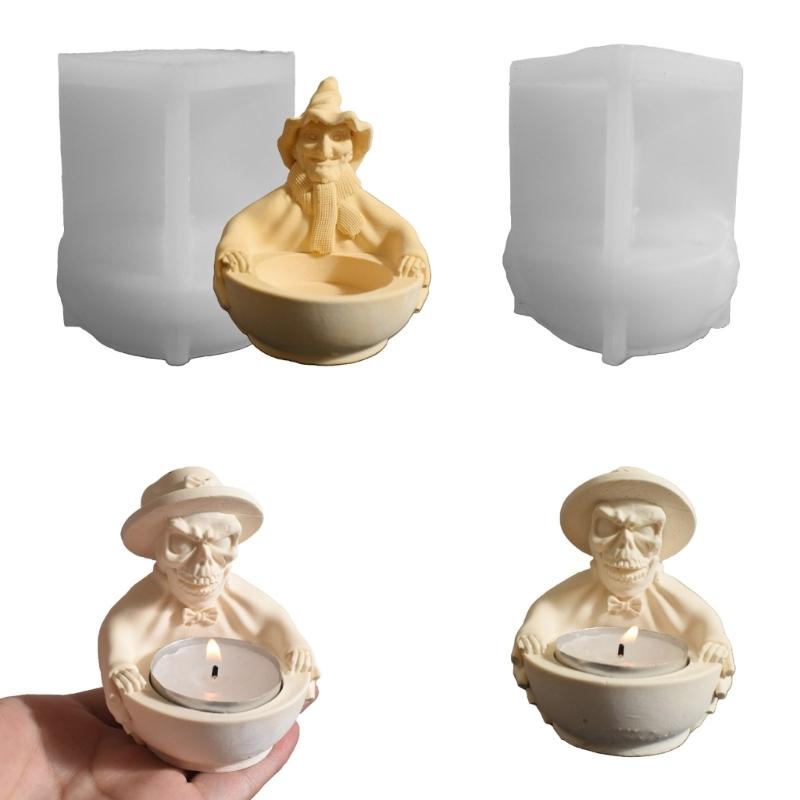 Reusable Silicone Skull Candle Mold Home Decorating Crafting Tool Silicone Texture for Halloween Party Supplies