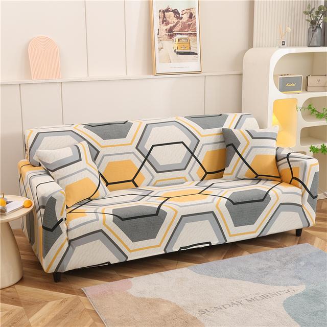1 /2 /3 /4 Seater Geometry Sofa Cover Stretch Spandex L Shape Sofa Covers Cartoon Chaise Longue Couch Slipcover Furniture Protector