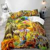Zoo Theme Duvet Cover Set Animals Pattern Polyester Comforter Cover King Queen Size Cartoon Cute Animals For Kids Bedding Set