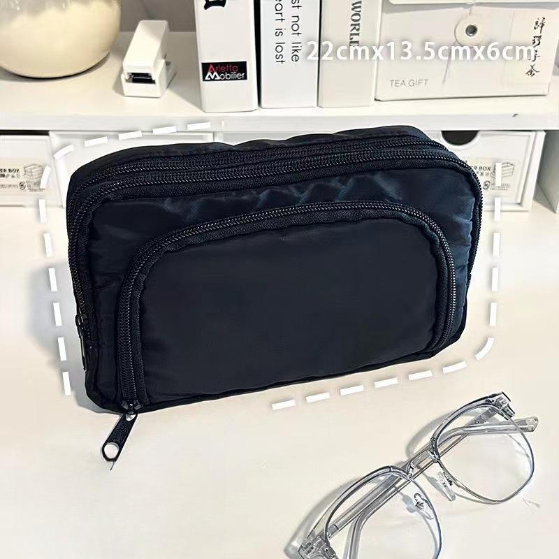 

Pencil Case 3 Layers Cute Pen Bag Large Capacity Organizer Pouch for Student Back to School Supplies Stationery for Student чёрный