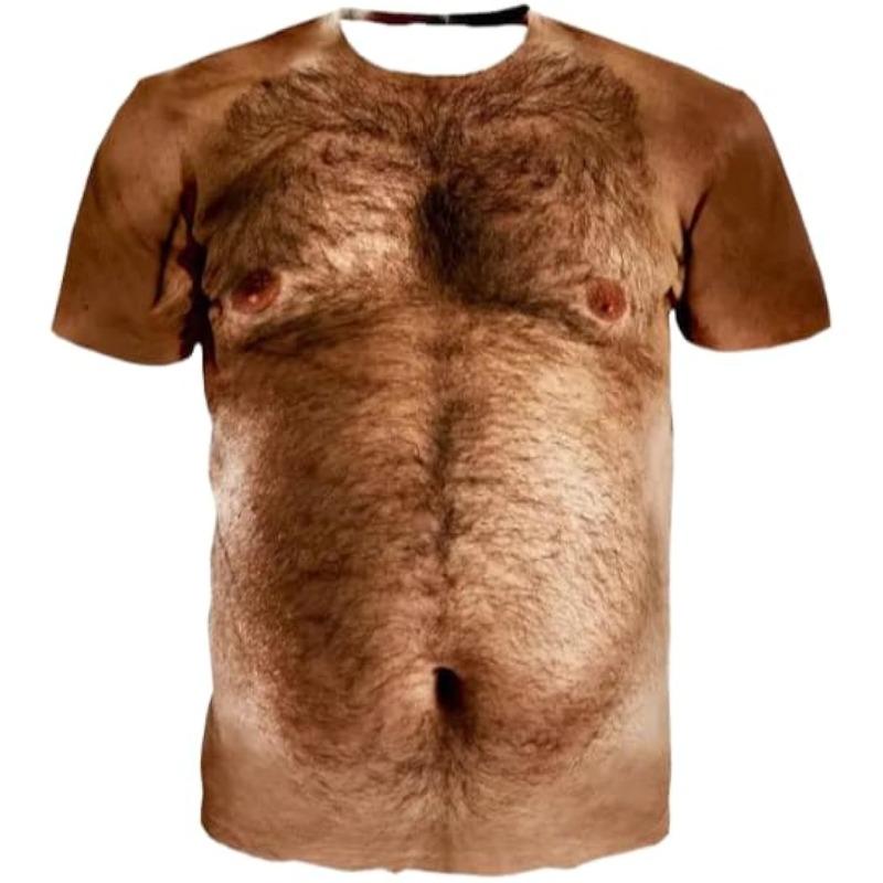 Men's 3D Fun Art Printed T-Shirt Round Neck Funny Casual Short Sleeve Top