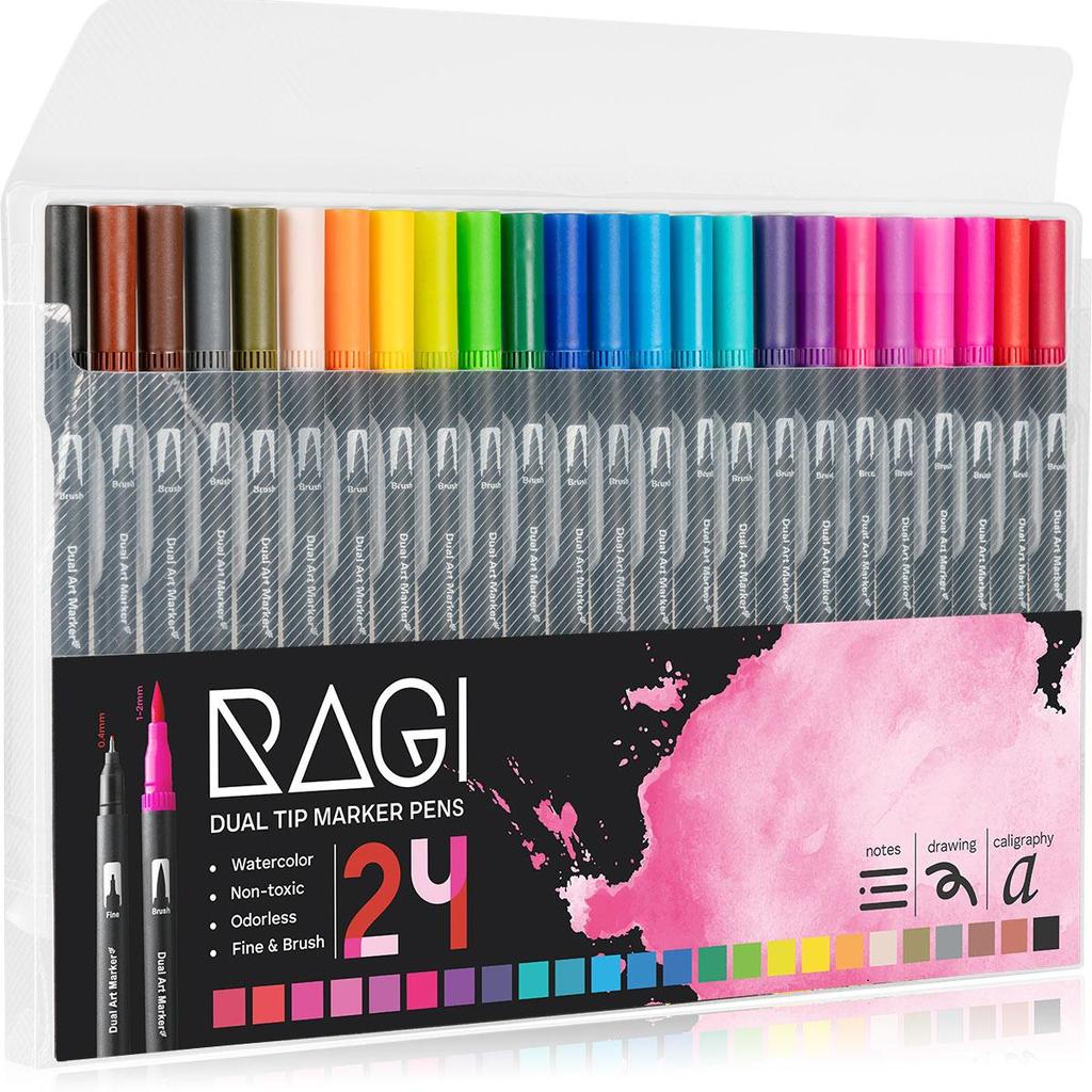 Set of double-sided watercolour markers - 24 colours