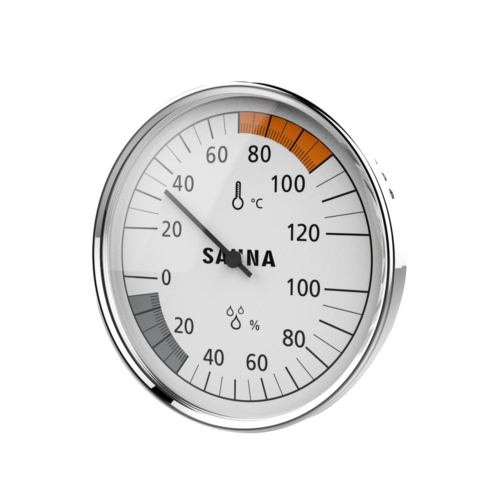 Sauna Thermometer Hygrometer Wall Mount Analog Dial, Battery-Free Humidity Temp Gauge for Spa Room белый