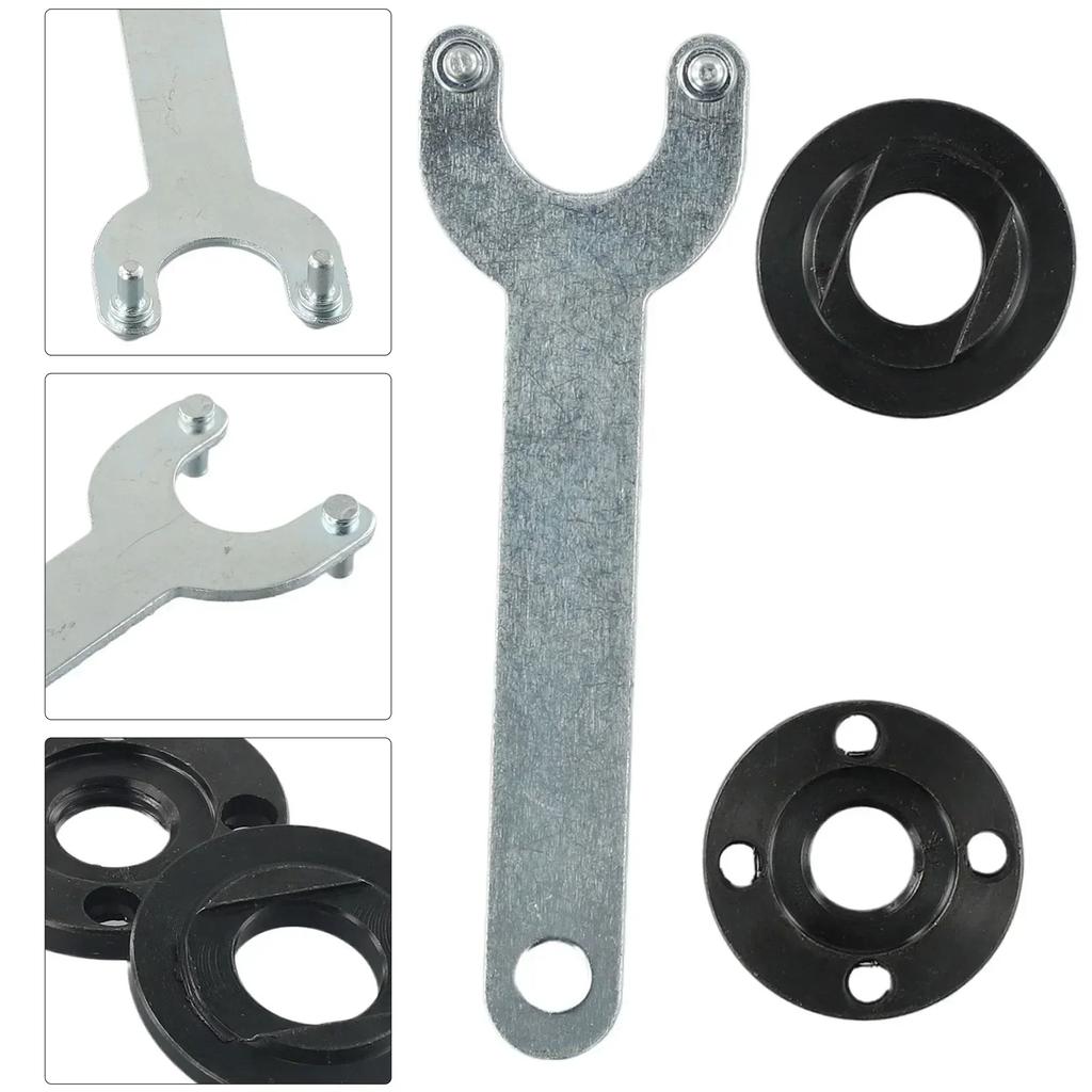 M14 Thread 115mm/125mm Angle Grinder Inner Outer Flange Nut Set Tool W/ Wrench Replacement For Bosch Metabo.