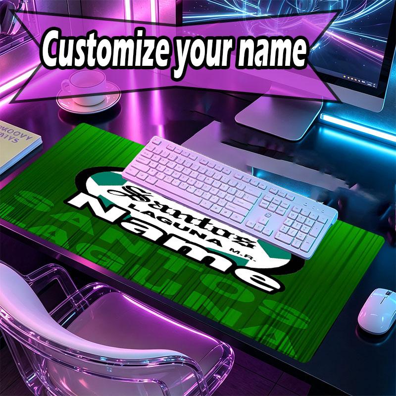 Custom Name Personalized Club Santos Laguna Pattern Mousepad, Laptop PC Desk Mat, Decorative Desk Mat for Home Keyboard Pad Gift