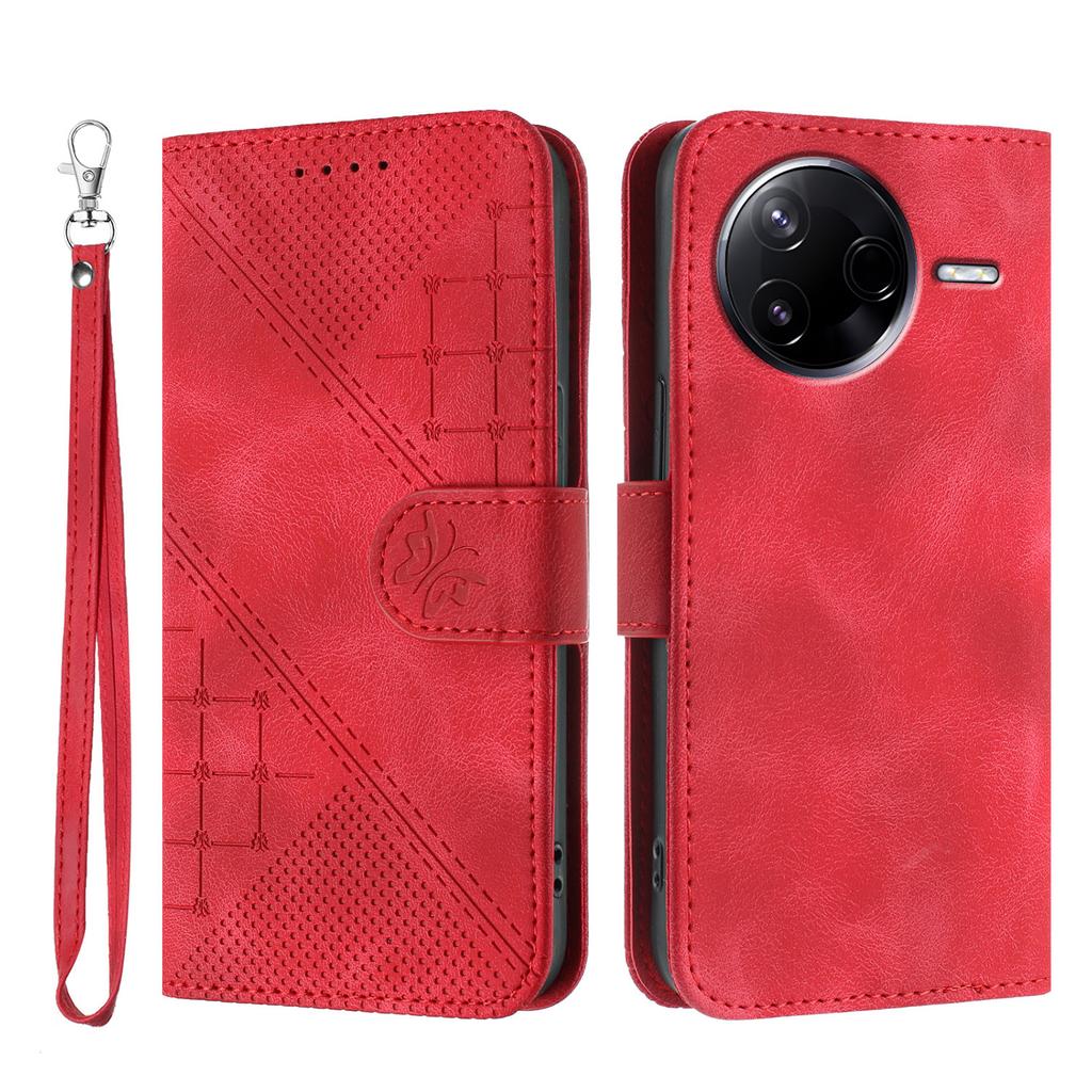 For Xiaomi Redmi K80 5G/Xiaomi Poco F7 Pro 5G Leather Wallet Case Butterfly Flower Imprinted Phone Cover with Strap