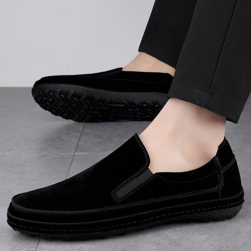 Outdoor Brand Frosted Comfortable Anti Slip Soft Sole Casual Loafers Fashionable New Men Hand Sewn Breathable Casual Bean Shoes