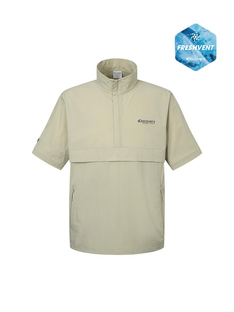 Discovery Expedition Freshvent Fulton Training Short Sleeve High Neck Anorak (L/Beige)