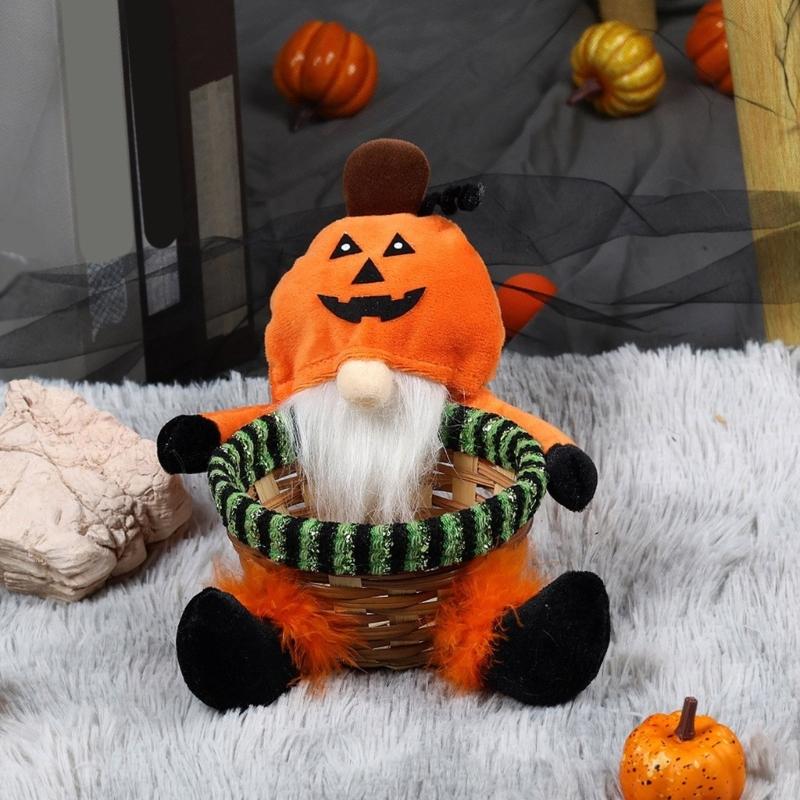 Multipurpose Round Bamboos Storage Basket for Halloween Mysterious Elegant Designs Pattern Portable for Party Supplies