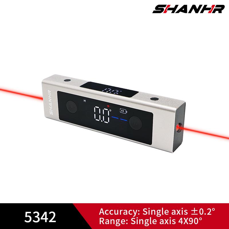 SHANHR Protractor Angle Measure Laser Ruler with Bi-directional Red Light Marking Dual-Screen Angle Finder 5342